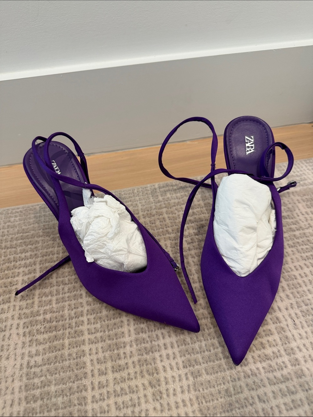 ZARA Violet Pointed Slingback Heels